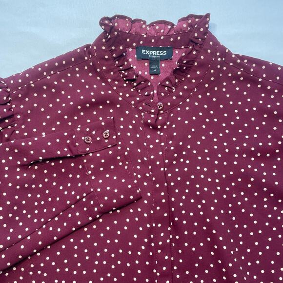 Express Portofino Ruffle Collar Button Down Chiffon Blouse Top Size XS - Picture 1 of 9